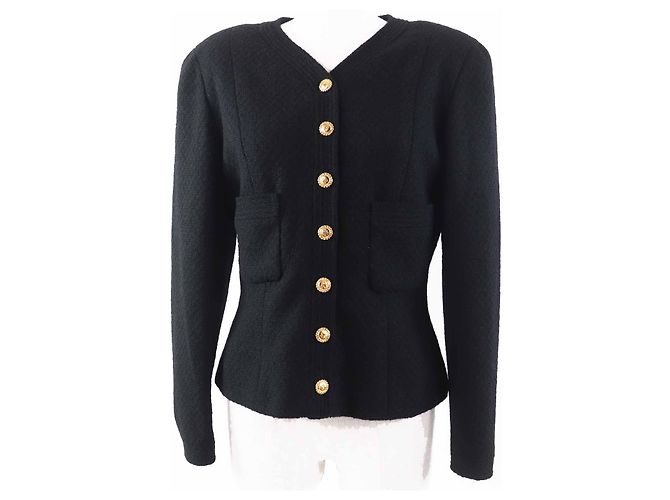 Chanel COCO Mark Wool Jacket Black Golden