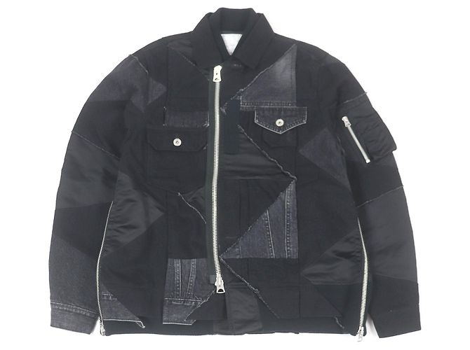Sacai Blouson Solid Mix aus Baumwolle Nylon Polyester Schwarz