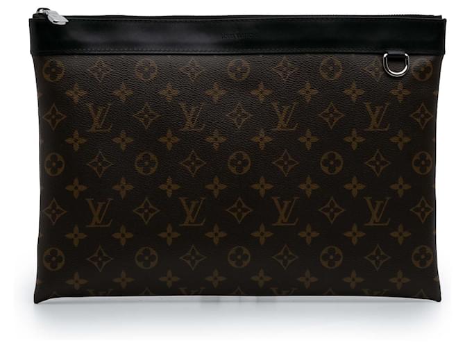 Louis Vuitton Brown Monogram Macassar Discovery Pochette GM Pony-style calfskin Cloth  ref.2481122
