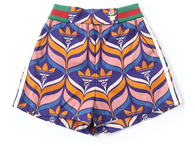 Bermuda de algodão Gucci×adidas Trefoil Web Line Multicor
