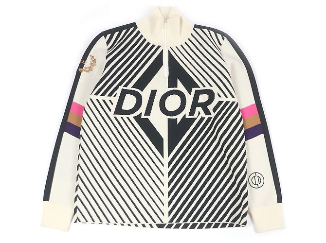 Dior Hohe Farbe CD Diamant Wolle Strick Beige Roh
