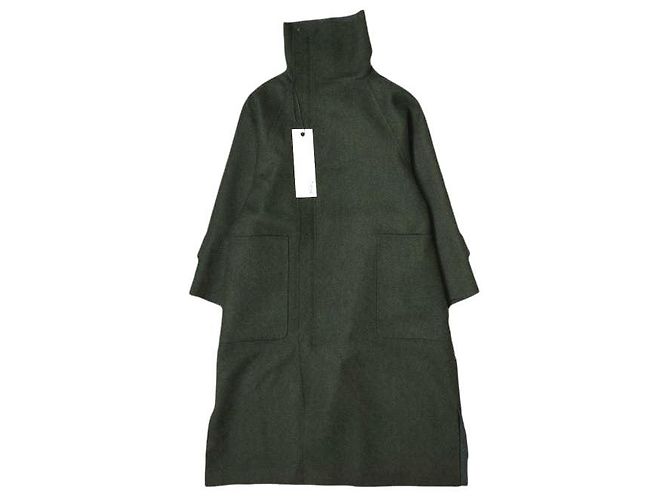 Autre Marque CLASS Wool Herringbone Coat Green Khaki