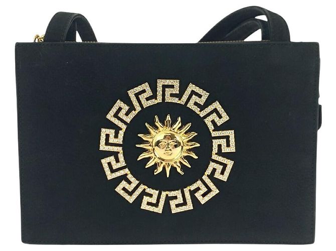 Bolsa 2 em 1 em camurça Sunburst da Versace Preto