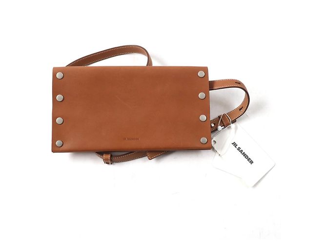 Jil Sander JSMU840162 Rivet wallet belt Leather Waist bag Brown Bronze