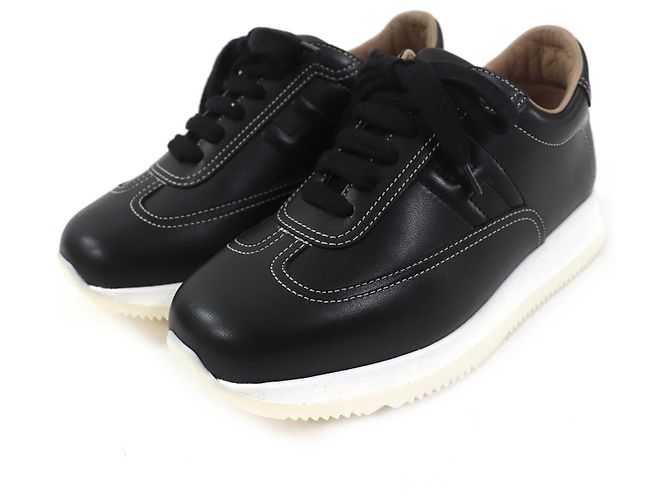 Baskets en cuir avec logo H Quick d'Hermès Noir