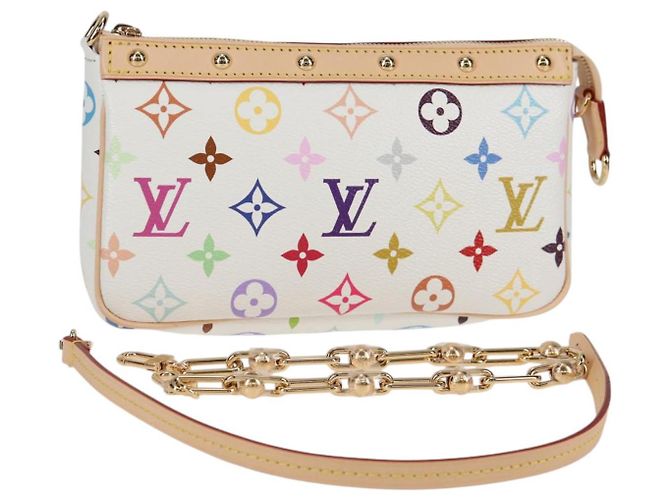 LOUIS VUITTON Monogramm Multicolor LV �~ TM Pochette Pouch M13404 Auth 138997S Weiß