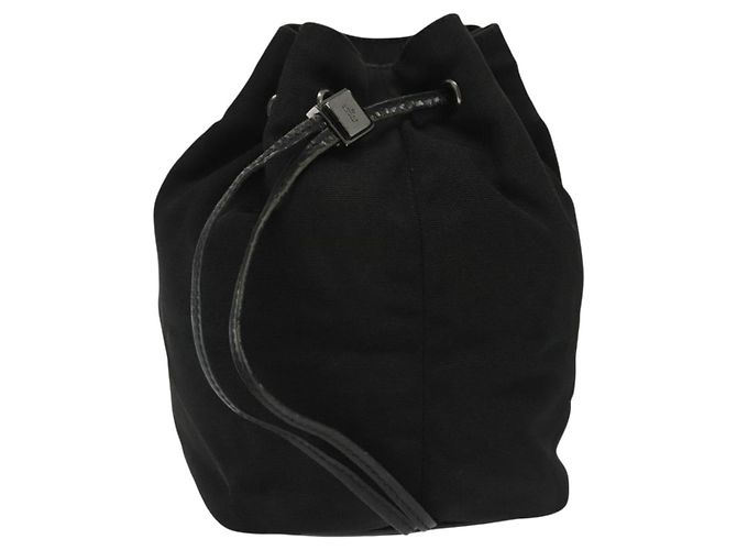 Pochette in nylon nera e argento GUCCI 039 0973 Auth 135018 Nero