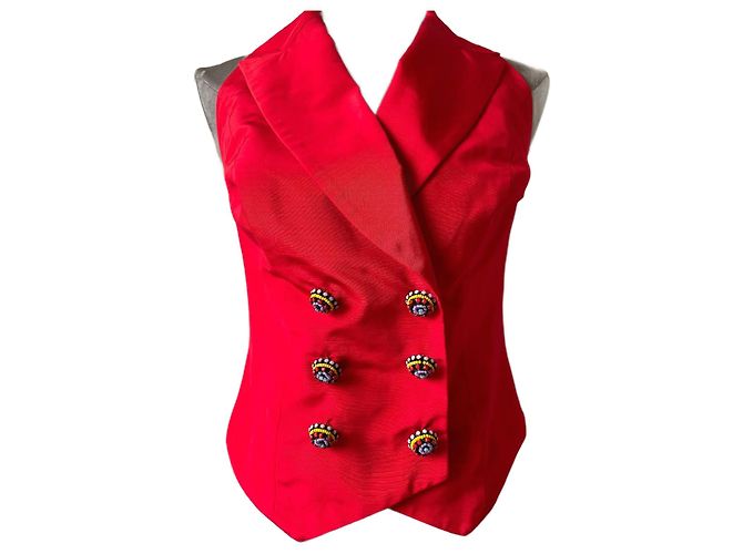 Bustier Corsetto Dior in Seta e Cotone Rosso