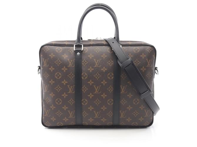 Louis Vuitton PDV PM Briefcase Brown Black Leather Cloth  ref.2482683