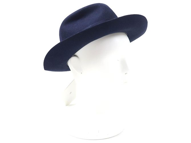 Chapéu de couro e feltro Rabbit da Hermès Azul Azul marinho