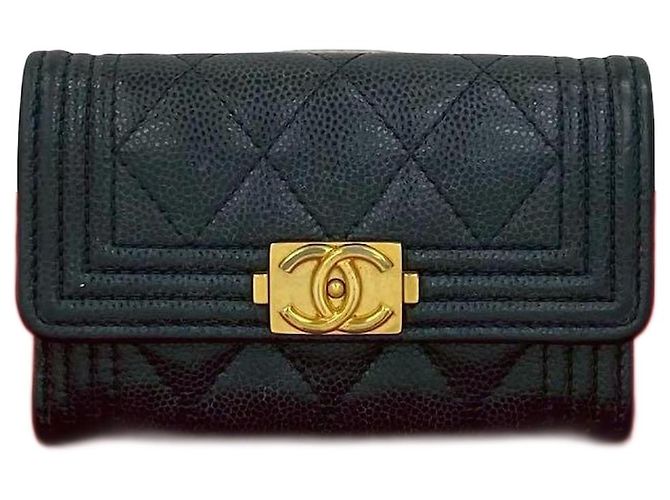 Chanel Boy Caviar Kartenetui Schwarz