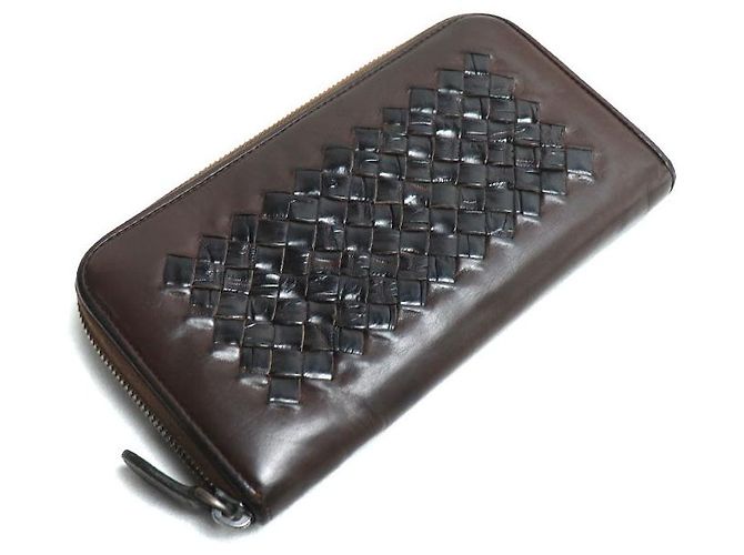 Cartera larga de cocodrilo Bottega Veneta Castaño