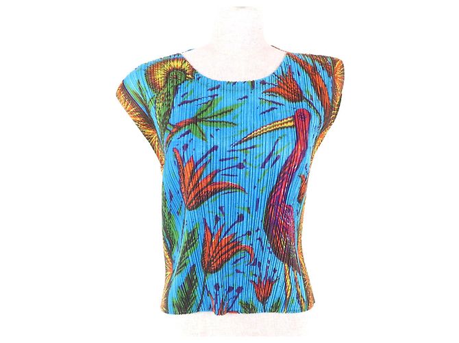 Issey Miyake TOP de poliéster PLEATS PLEASE PP14-JK241 Multicor
