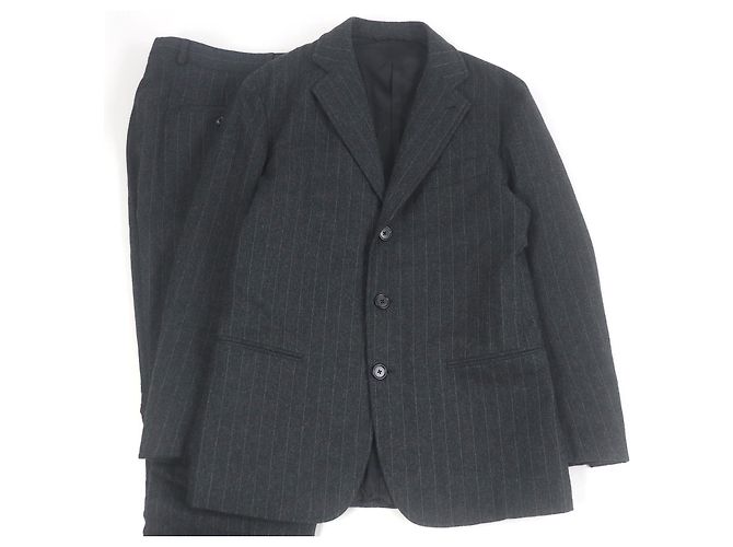 Hermès Hermes Stripe Pattern Wool Suit Set Brown Grey