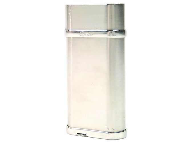 Cartier Godron Oval Roller Lighter Silvery 