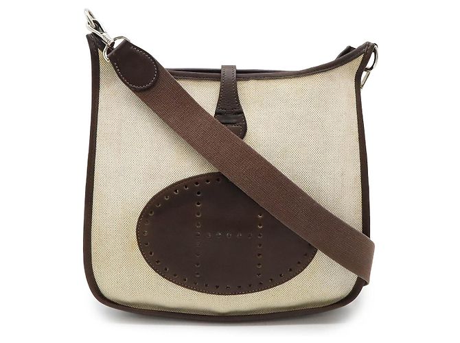 Bolsa de Ombro Hermès EvelynePM em Lona H e Couro Marrom