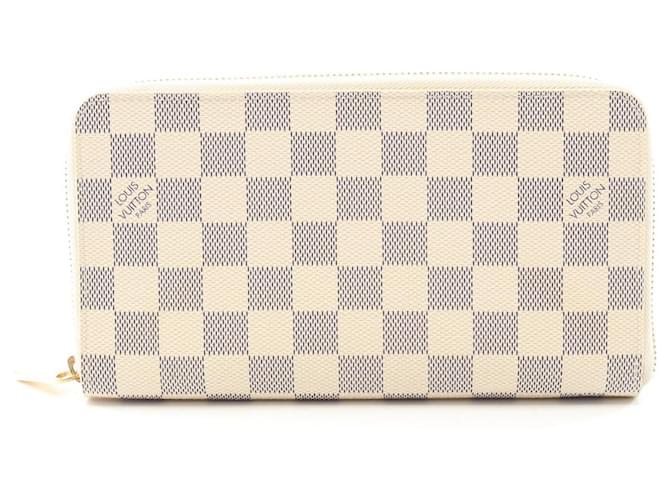 Louis Vuitton Zippy Organizer Damier Azur Long Wallet White Leather Cloth  ref.2484737
