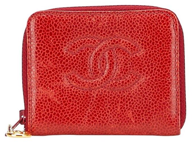 Timeless Monedero de piel de caviar Chanel Coco Mark Roja