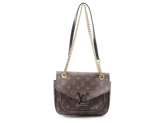 Borsa a Spalla Passy Louis Vuitton Marrone Nero Monogramma