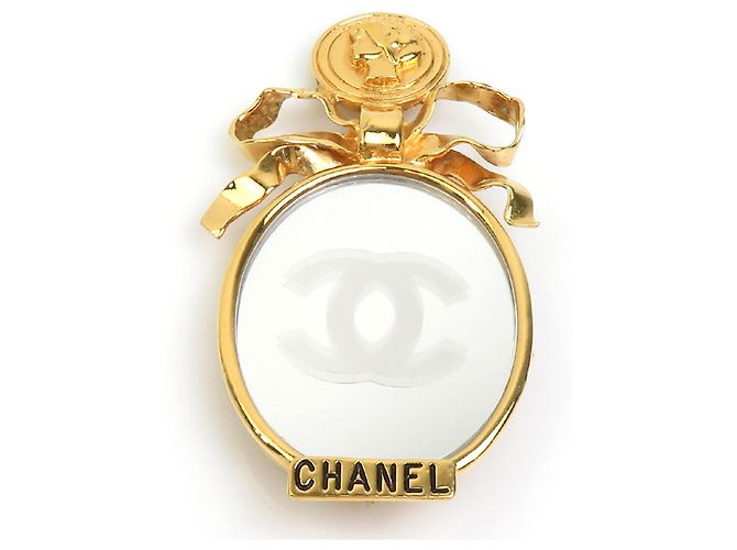 Spilla in metallo dorato a specchio Coco Mark di Chanel D'oro