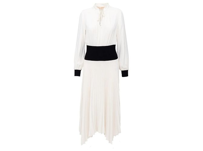 Vestido Plisado Tory Burch Blanco
