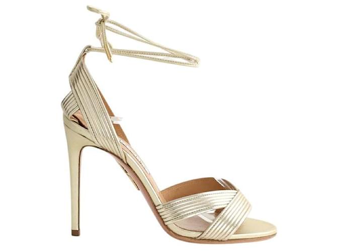 Aquazzura Golden leather heels  ref.2485999