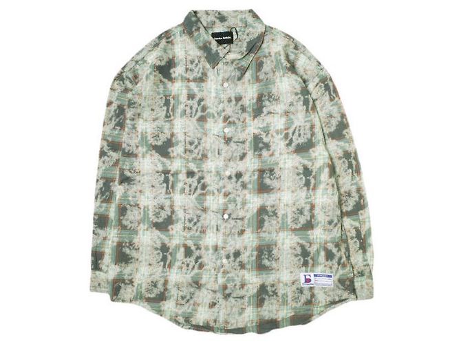 Autre Marque Camisa Larga a Cuadros BLEACH CHECK Gracias Camisa de Algodón Edición Limitada Verde
