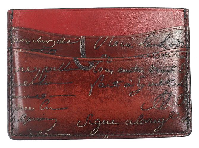Berluti Pass case Calligraphy Leather Card Case Brown