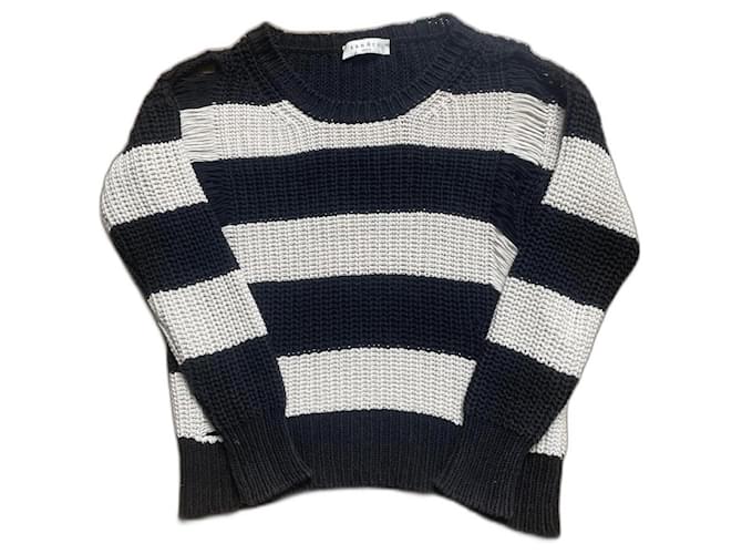 Sandro Strickpullover Schwarz Ecru Baumwolle Aus weiß 