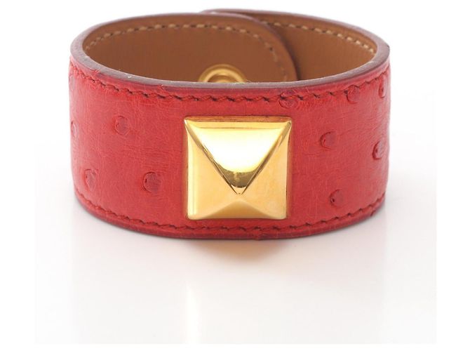 Pulseira Medor de Avestruz Hermès Vermelho