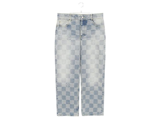 Pantaloni in denim Damier Louis Vuitton Blu