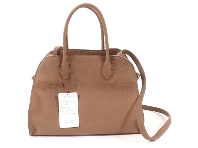 THE ROW Bolsa de couro de vitela Soft Margaux 12 Bege Taupe