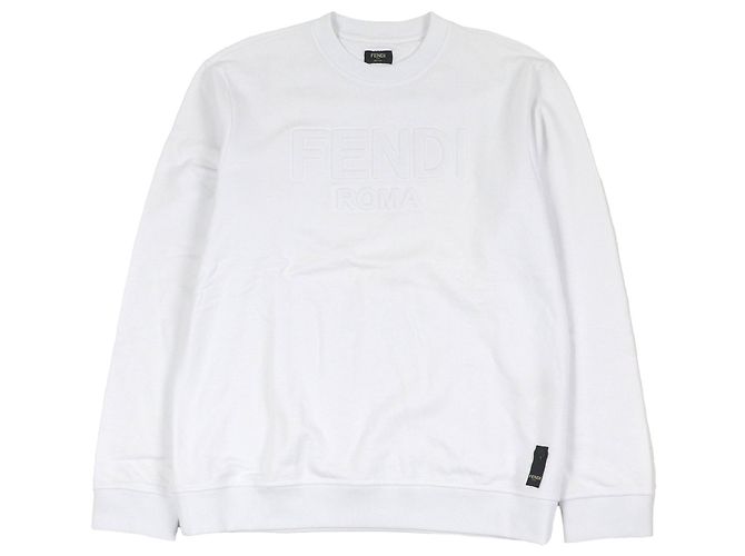 Baumwoll-Sweatshirt mit geprägtem Fendi-Logo Weiß