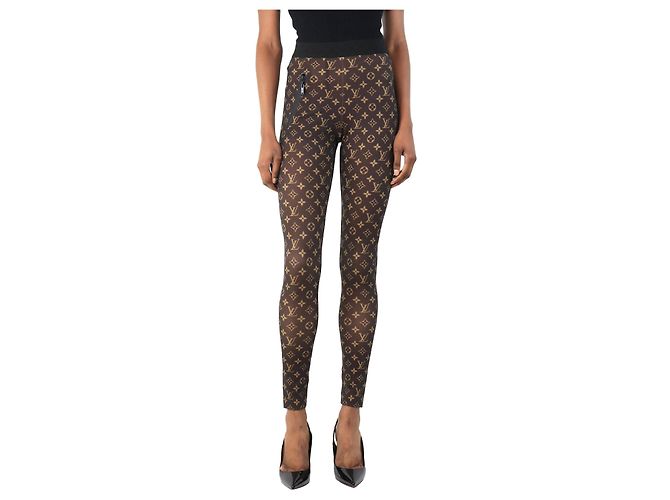 Louis Vuitton Braune Monogramm-Leggings - Größe UK 8