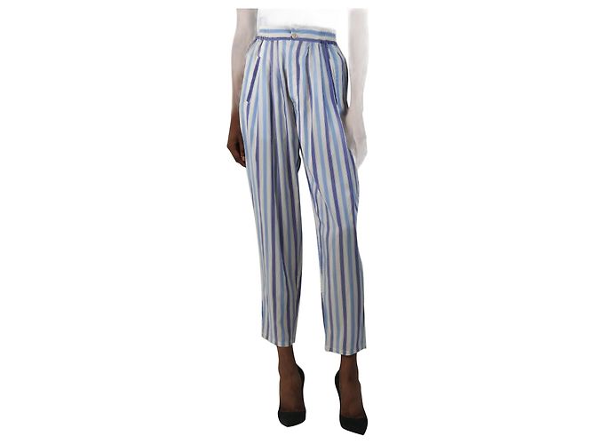 Autre Marque Blaue gestreifte Seidenhose - Größe XS