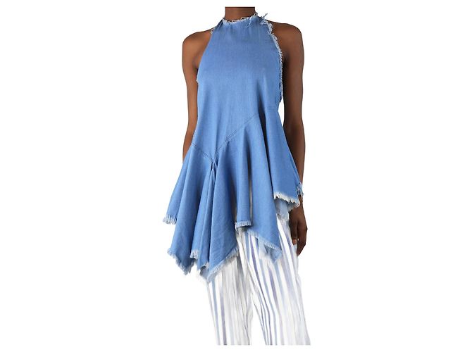 Autre Marque Blaue Denim-Haltertop - Größe XS