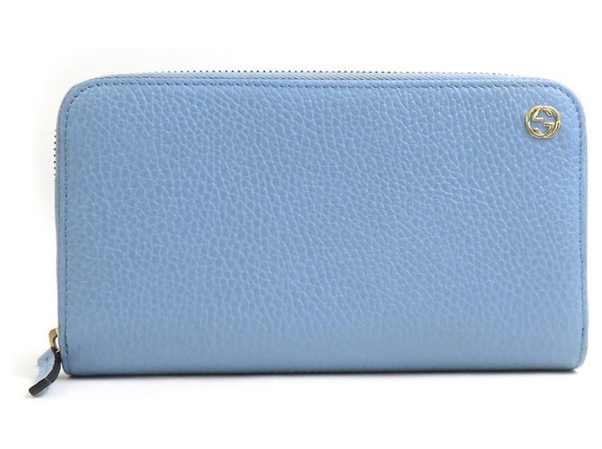 Cartera larga de cuero azul claro Gucci