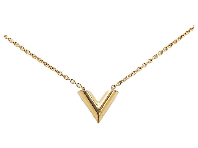 Louis Vuitton Gold Plated Essential V Halskette Golden