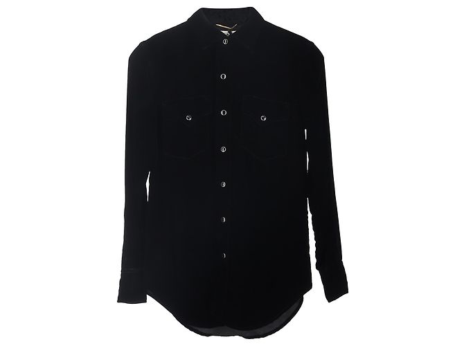 Camicia con bottoni Saint Laurent in velluto nero