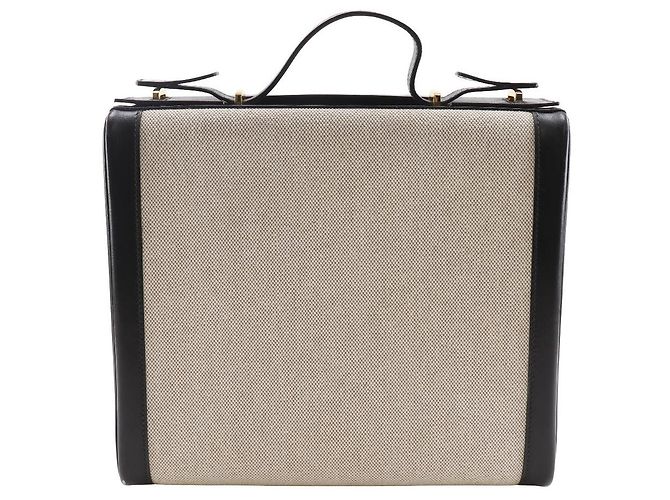 Bolsa de mão em vitelo Vanity da Hermès Preto Bege