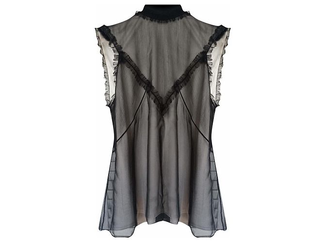 CHANEL 09A 2009 Karl Lagerfeld Seidentop Grau