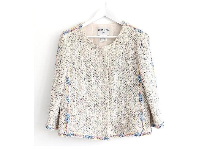 Chanel Spring 1999 99P Candy Tweed Puff Paint Trim Jacket Pink Multiple colors