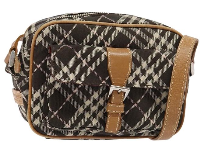 Borsa a spalla Burberry Nova Check Blue Label in tela marrone oro Auth ti3409 D'oro