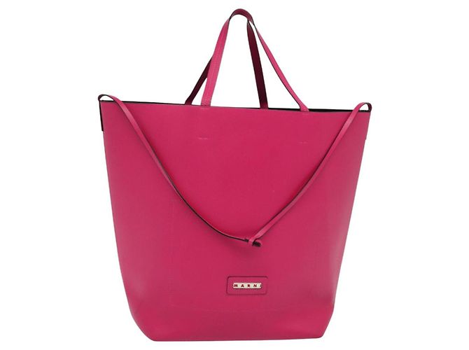Bolsa Tote de couro rosa MARNI Auth gh503