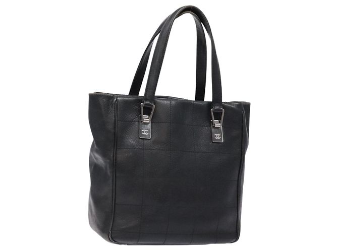 CHANEL Bolsa Choco Bar COCO Mark em lona preta e prata CC Auth BA5420 Preto