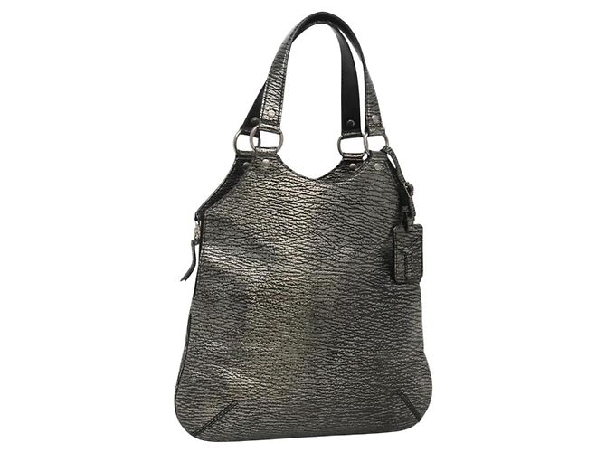 SAINT LAURENT Bolsa de Ombro Metropolis Couro Prata Auth am8965