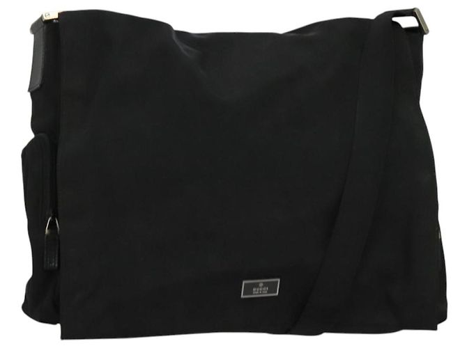 Borsa a Spalla GUCCI in Nylon Nera 019 0340 Auth 134971 Nero