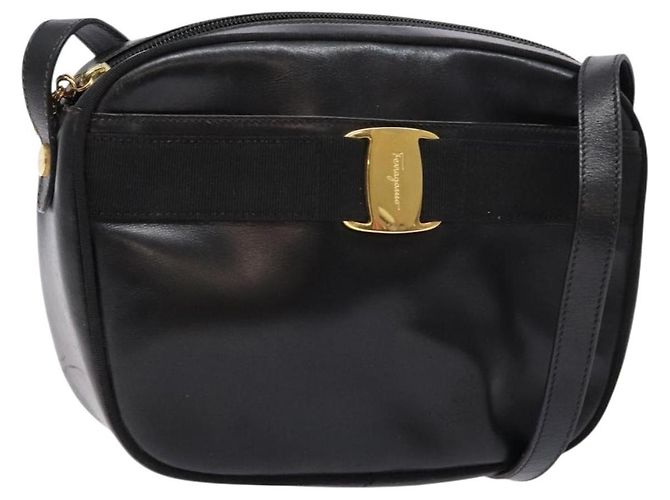 Borsa a Spalla Vala in Pelle Nera e Oro Auth BA5416 di Salvatore Ferragamo Nero D'oro