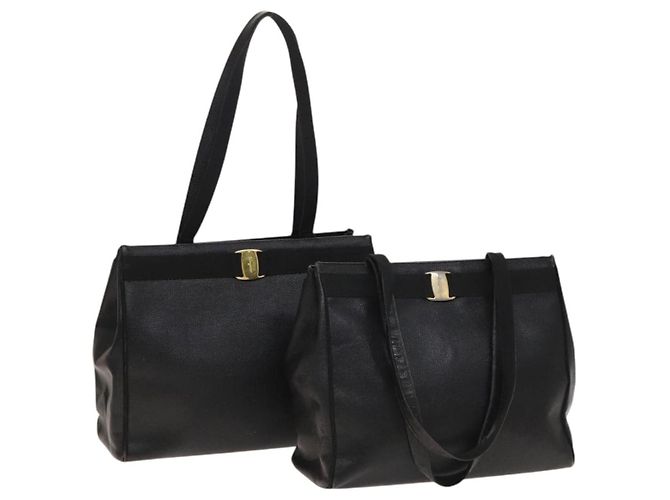 Salvatore Ferragamo Tote Bag Leder 2Set Schwarz Auth gh736