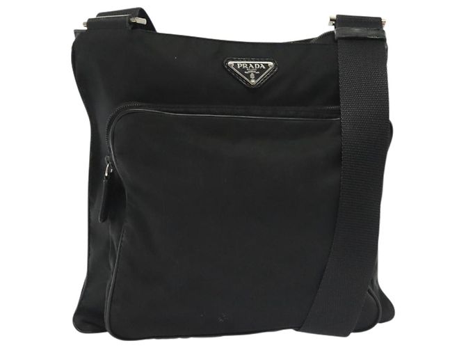 Borsa a Spalla PRADA in Nylon Nero Argento Autentica ki5954